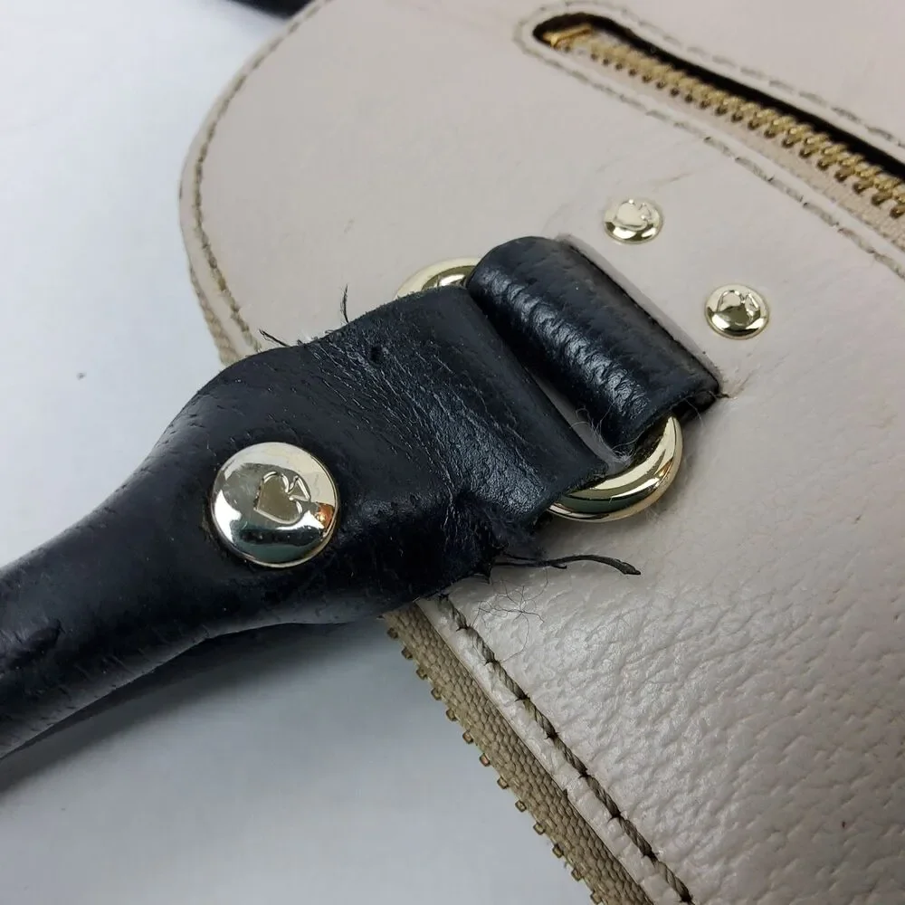 Kate Spade NY Domed Two Tone Leather Satchel Handbag Purse